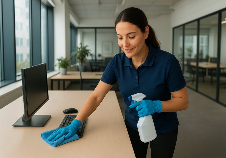 Mabs Cleaning professional office cleaning team working in a London office